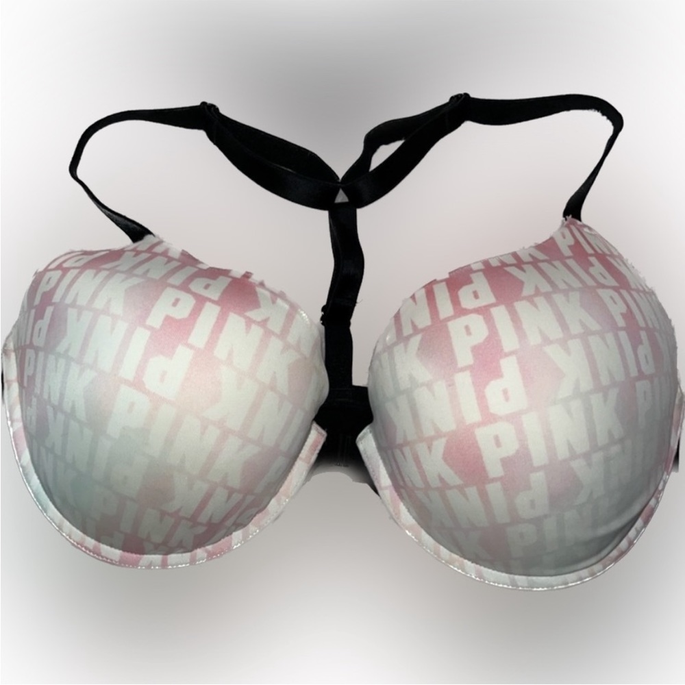 Victoria’s Secret PINK Wear Everywhere Push Up Bra Front Closure 36 DD Pink/Blue
